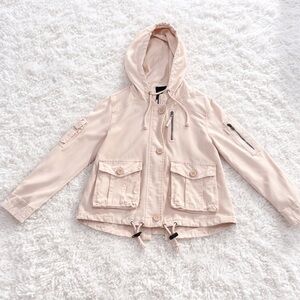American Eagle Light Pink Utility Jacket Large Hooded Cargo Style